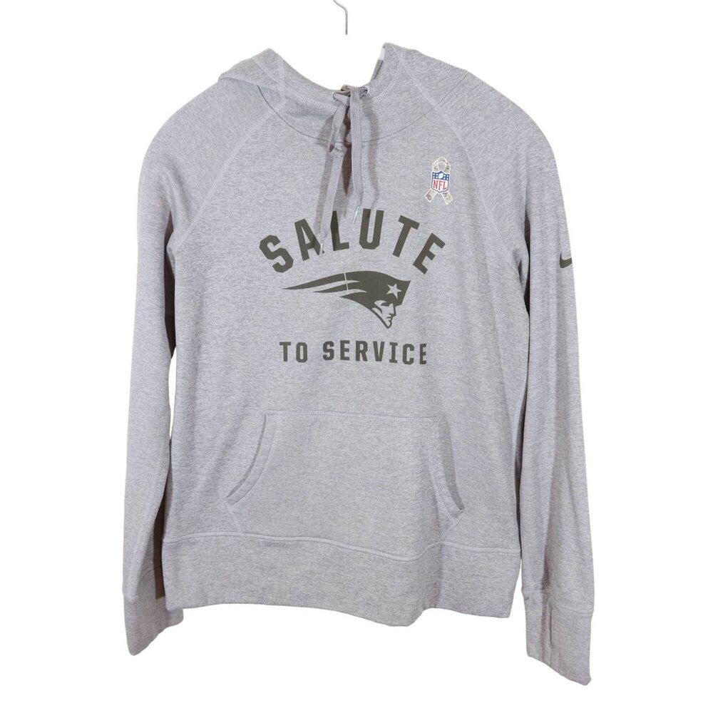 NIKE New England Patriots Salute To Service Therma Fit Hoodie Size M Thumb Holes